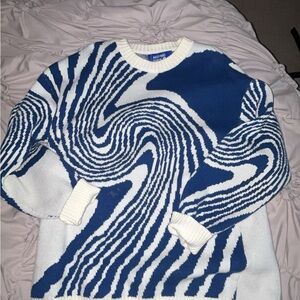 Blue and White Abstract Pattern Sweater